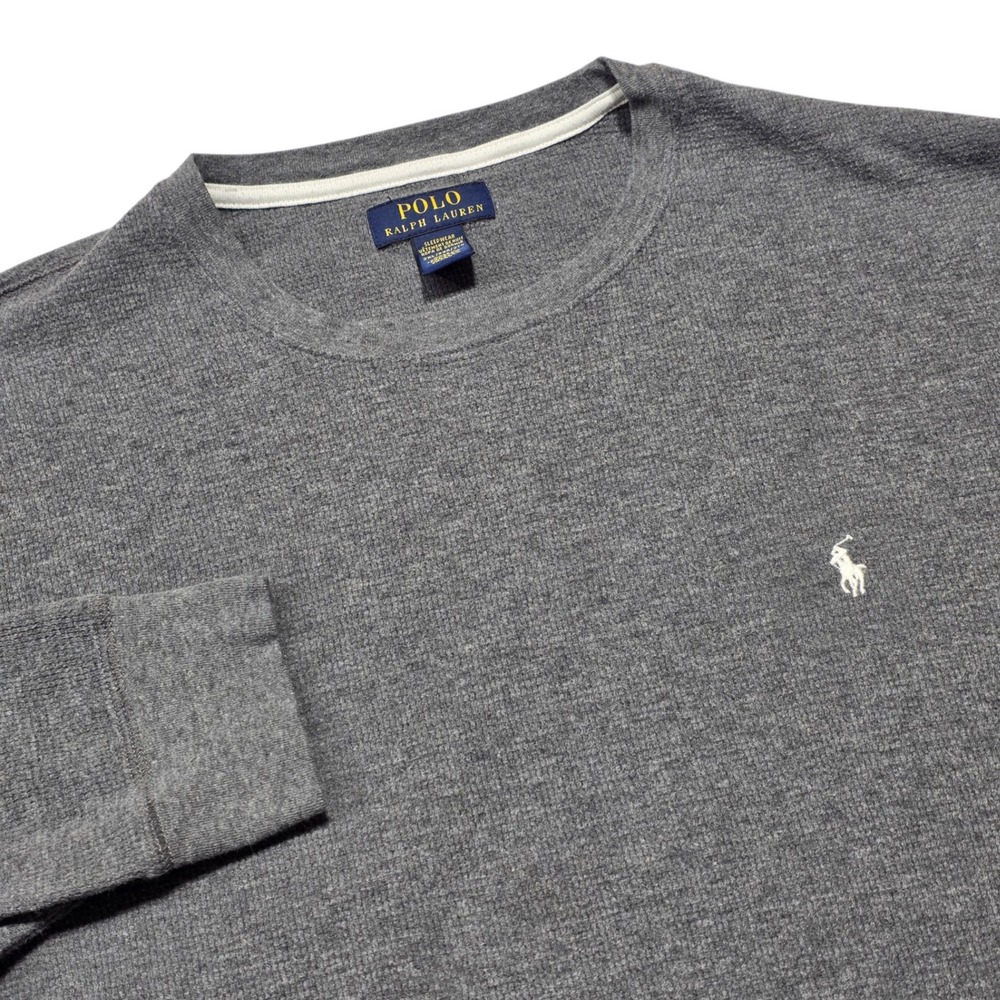 Polo Ralph Lauren Waffle Knit Sleepwear Shirt Men 2XL Gray Long Sleeve Pony Logo